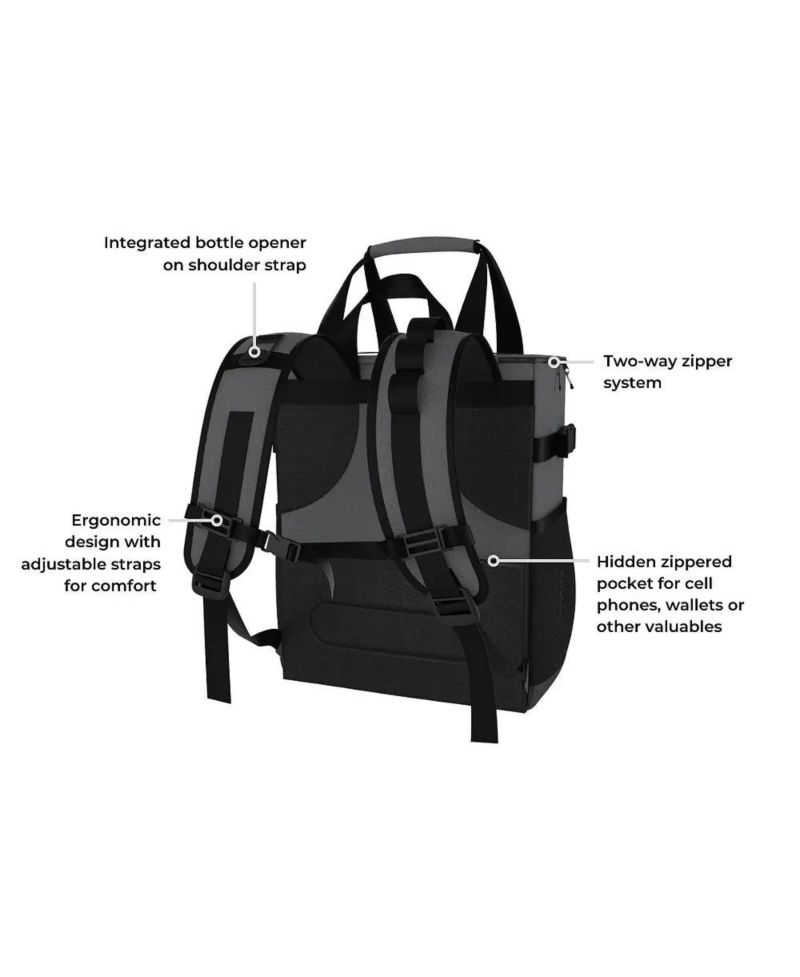 Mini Arctic Mule 24 can insulated backpack cooler, water resistant,16 hour ice retention,lightweight w/padded straps, bottle holders & opener.