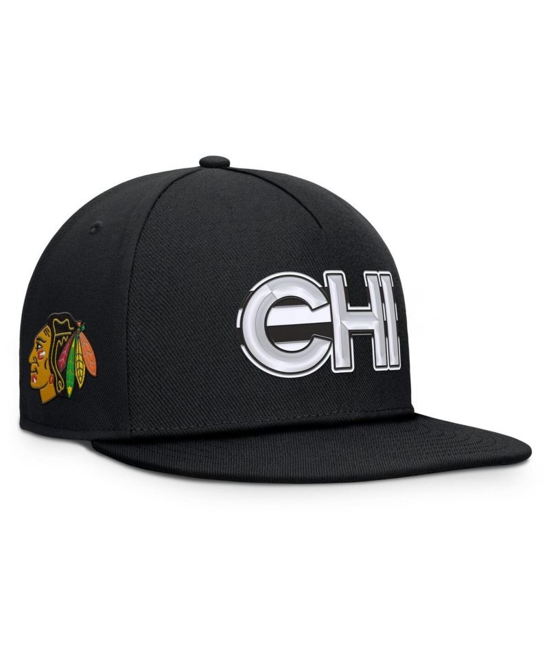 Men's Black Chicago Blackhawks Authentic Pro Rink Team Code Snapback Hat