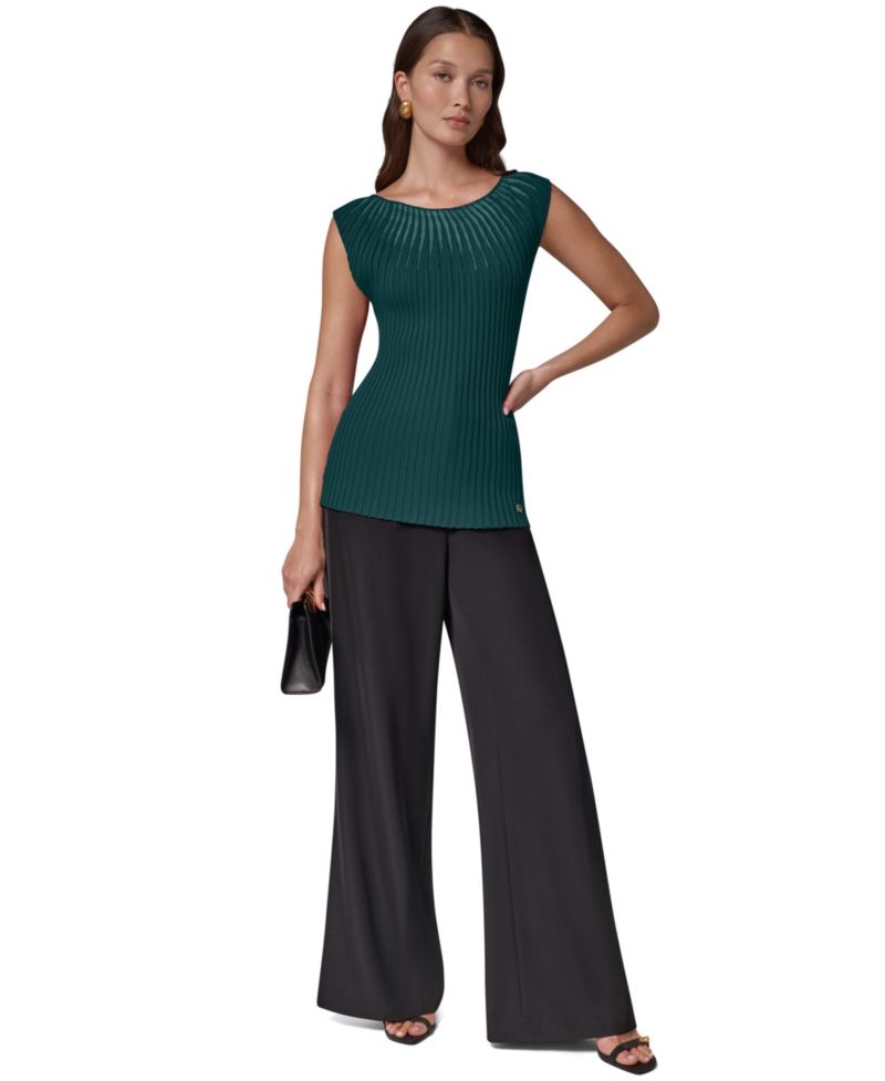 Women's Crewneck Sleeveless Ribbed Pullover Sweater
