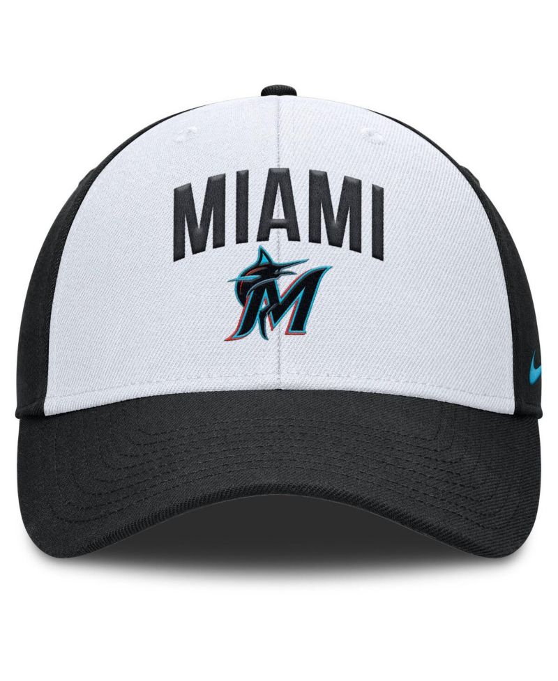 Men's White/Black Miami Marlins Club Performance Adjustable Hat