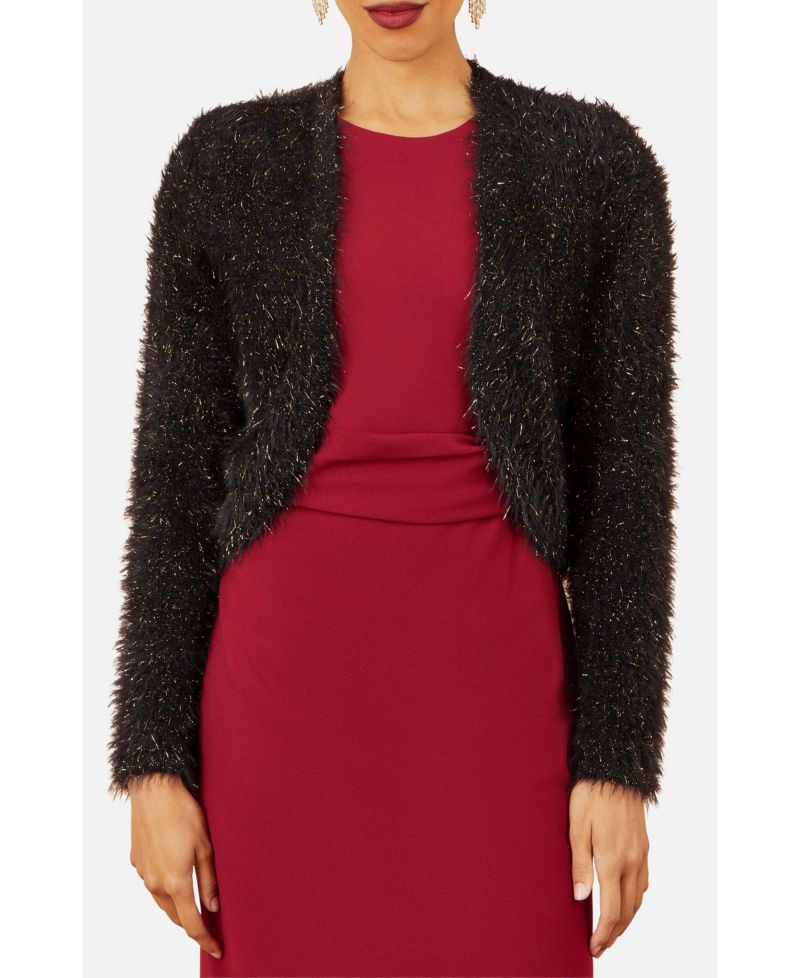 Women's Metallic Fluffy Eyelash Bolero