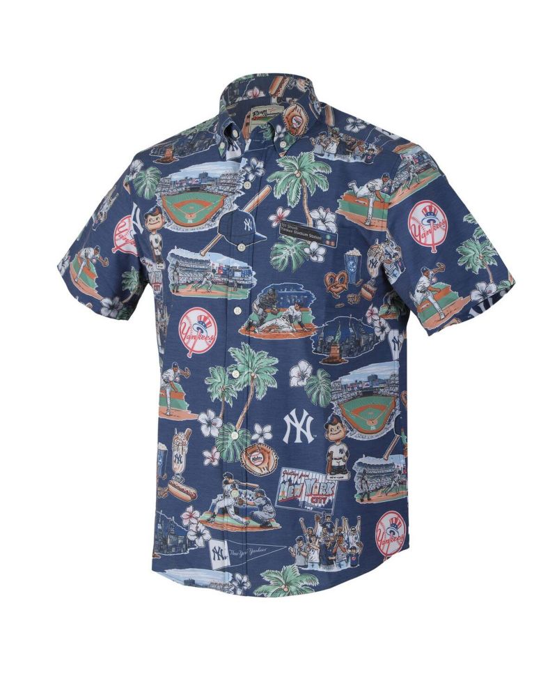 Men's Navy New York Yankees Scenic Tri-Blend Button-Down Shirt