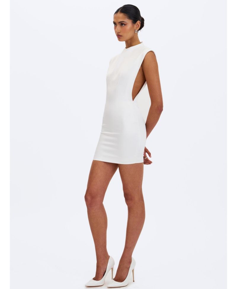 Women's Vienna Satin Mock Neck Mini Dress