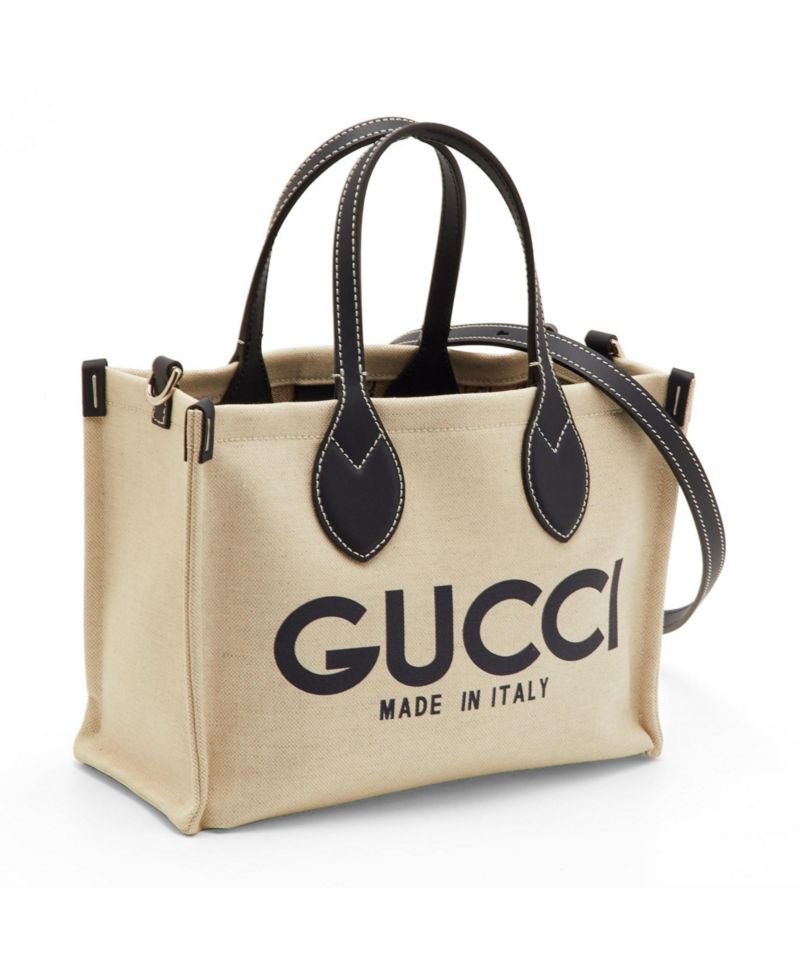 Women's Small Logo Print Canvas and Leather Tote