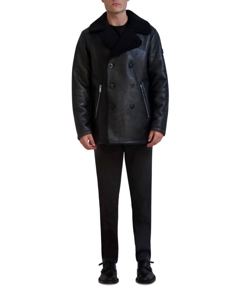 Paris Men's Faux-Shearling Double-Breasted Car Coat
