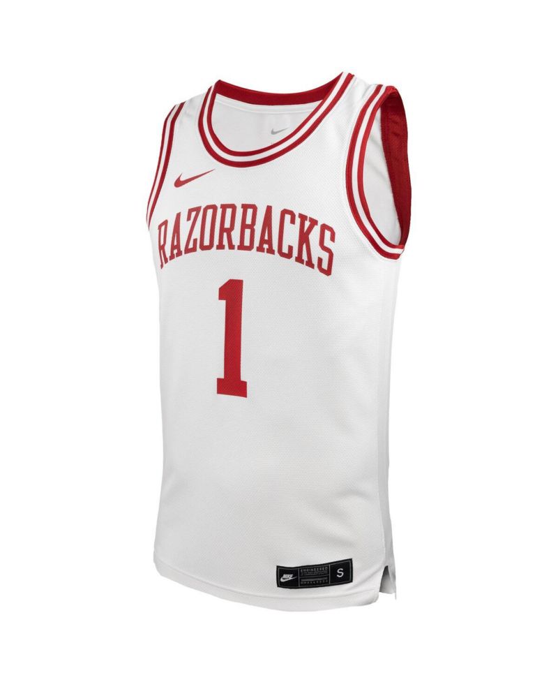 Men's 1 White Arkansas Razorbacks Replica Basketball Jersey