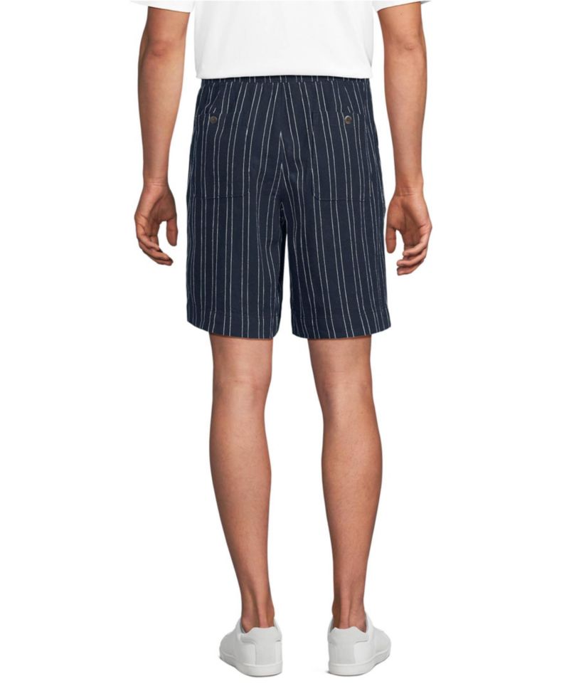 Men's 7" Linen Cotton Elastic Waist Short