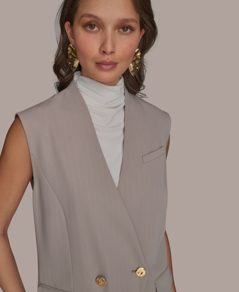 Petite V-Neck One-Button Vest