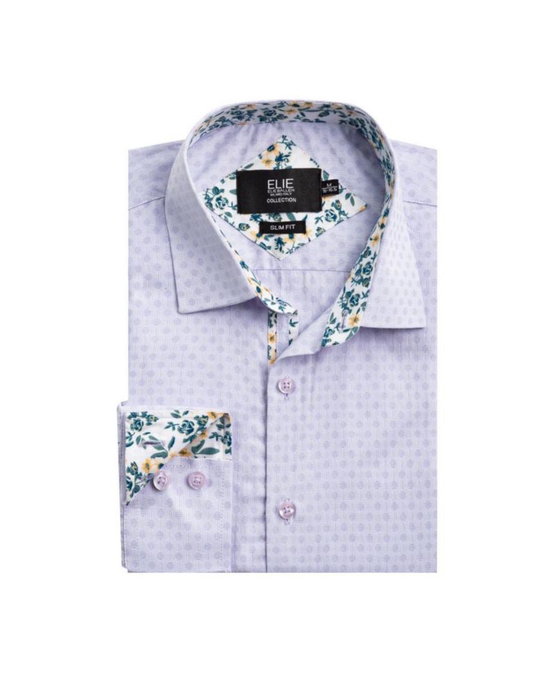Men's Slim Fit Jacquard Dot Button-Down Shirt