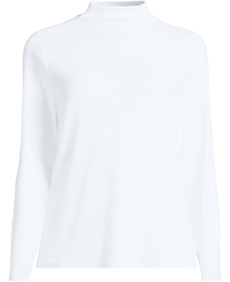 Plus Size Drapey Rib Skimming Long Sleeve Mock Neck