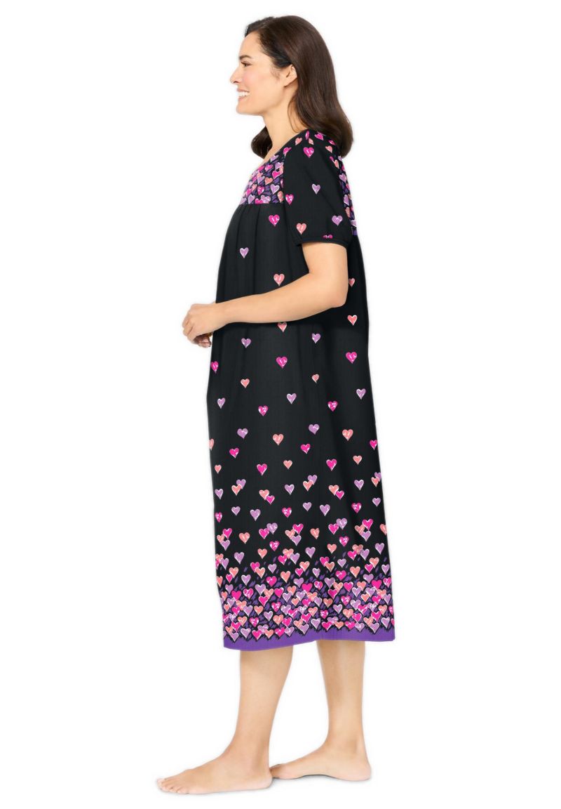 Plus Size Only Necessities Short Print Shirred Lounger