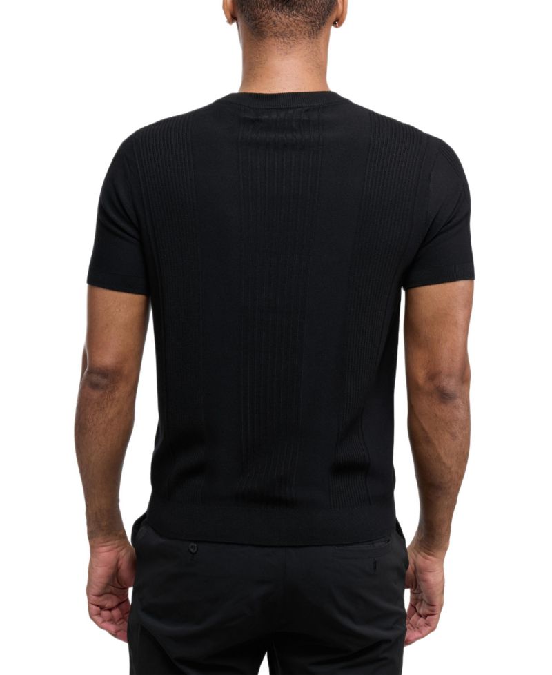 X RAY Men's Crew Rib Neck Raised Stripe Sweater