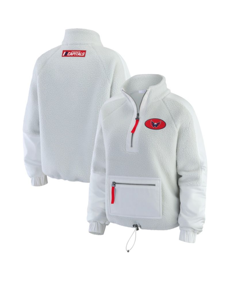 Women's Gray Washington Capitals Polar Fleece Quarter-Zip Jacket