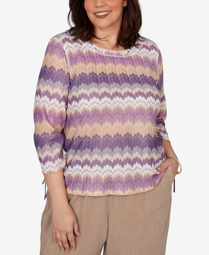 Plus Size Grand Bazaar Rippled Stripes Knit Top