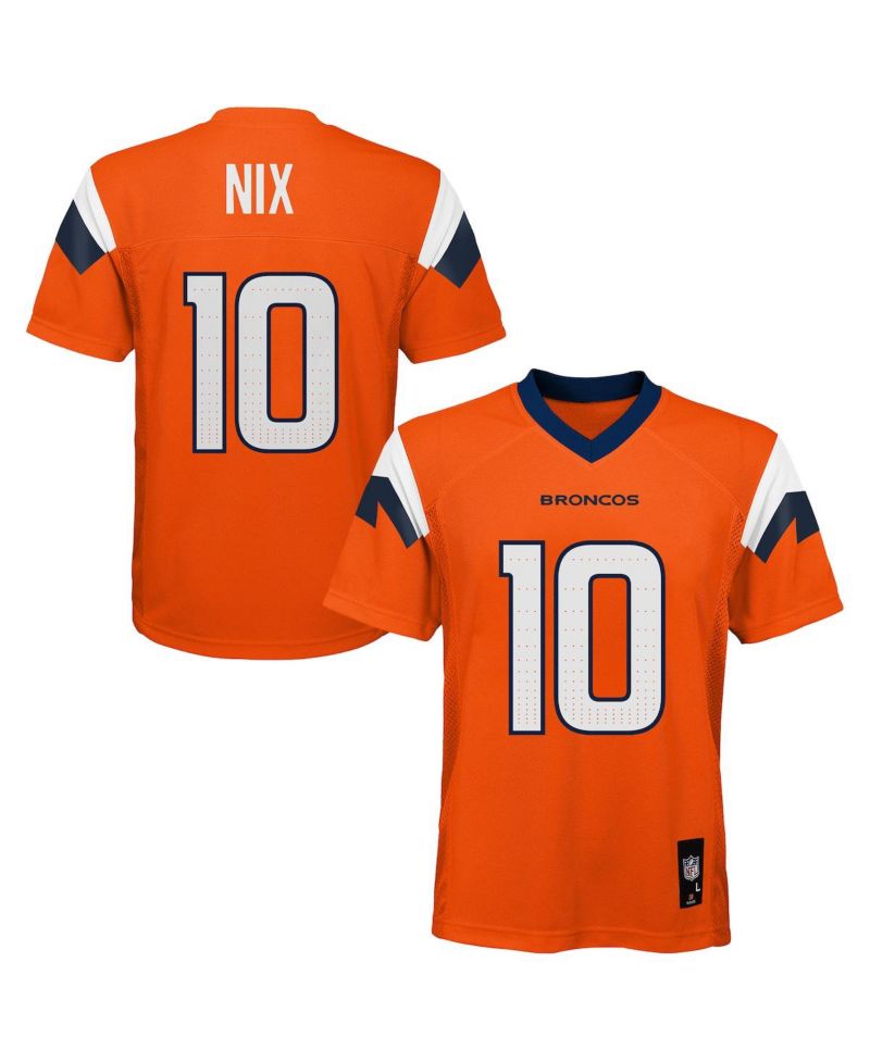 Big Boys and Girls Bo Nix Orange Denver Broncos Replica Player Jersey