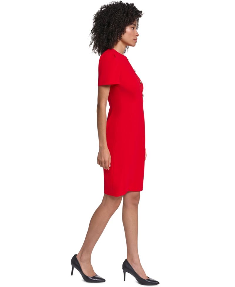 Women's Puff-Sleeve Scuba-Crepe Sheath Dress