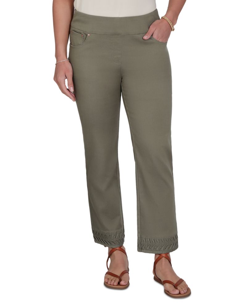Petite Pleated Hem Denim Ankle Pants