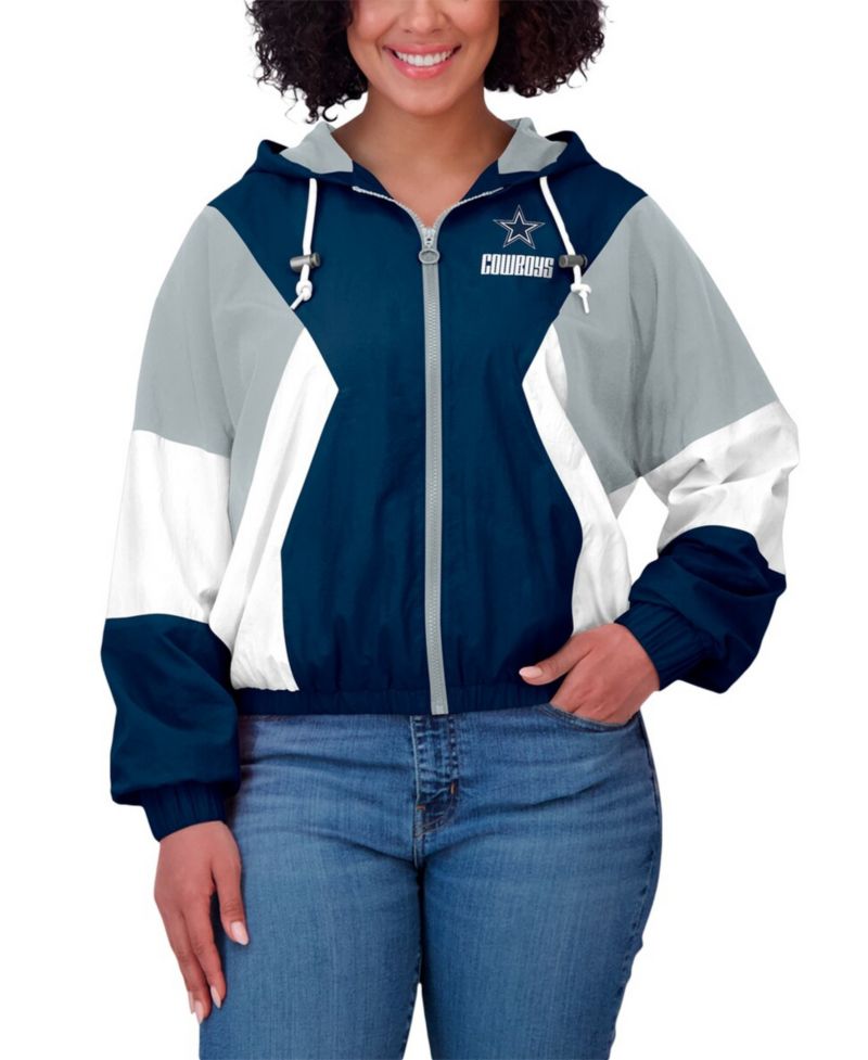 Women's Navy Dallas Cowboys Color Block Full-Zip Windbreaker Jacket
