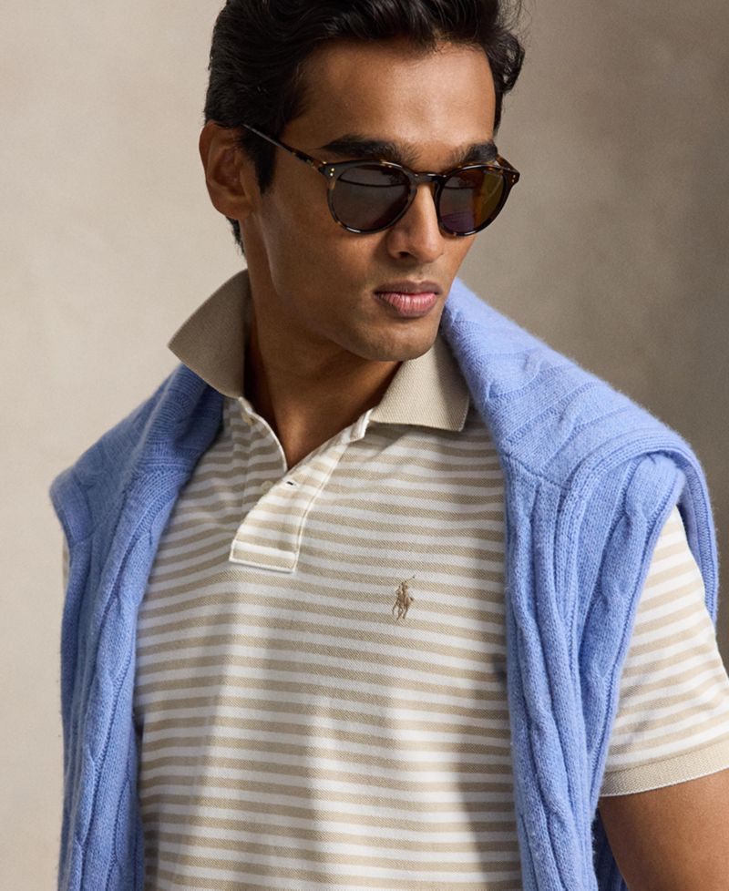 Men's Classic-Fit Striped Mesh Polo Shirt