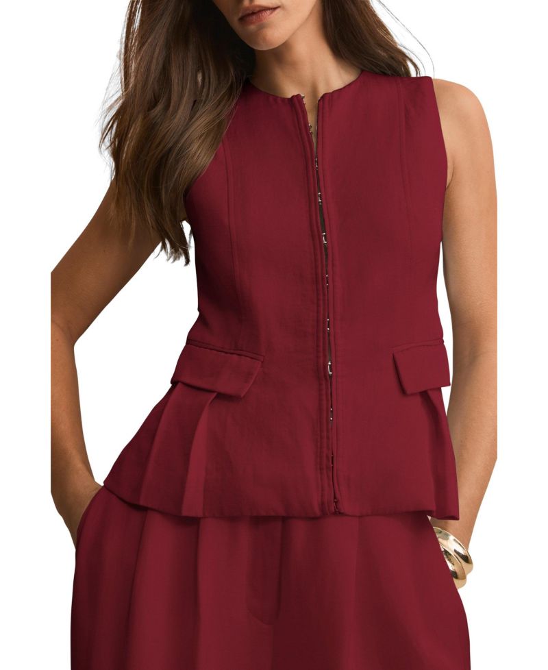 Women's Tailored Tie Back Peplum Vest