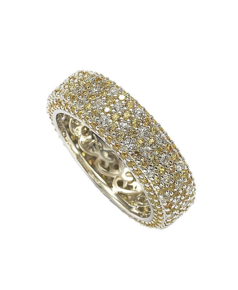 Sterling Silver Sapphire Pave Eternity Band Ring