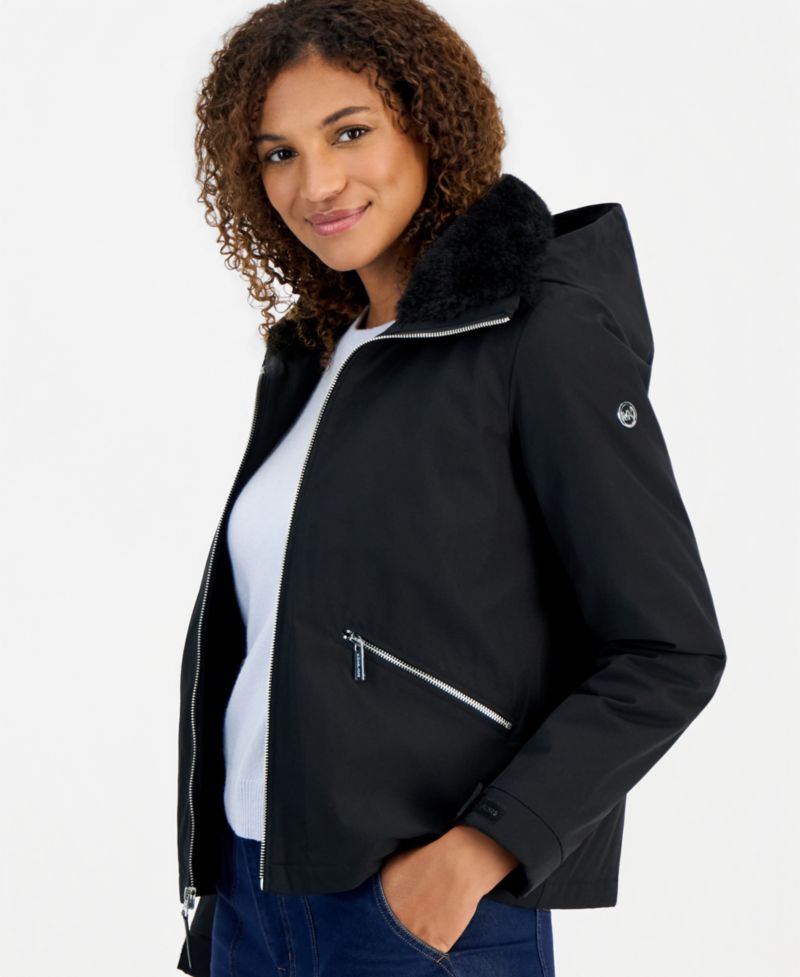 Women's Faux-Fur-Collar Soft-Shell Hooded Jacket
