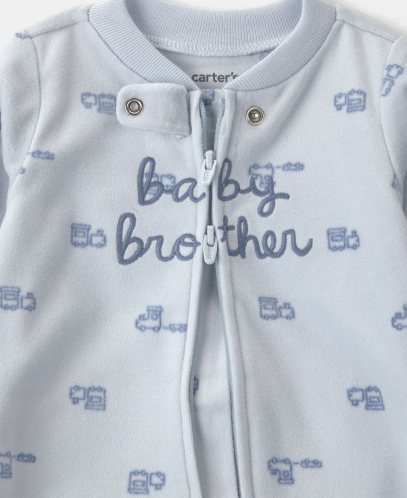 Baby Boys' Baby Brother Fleece 2-Way Zip Sleep & Play