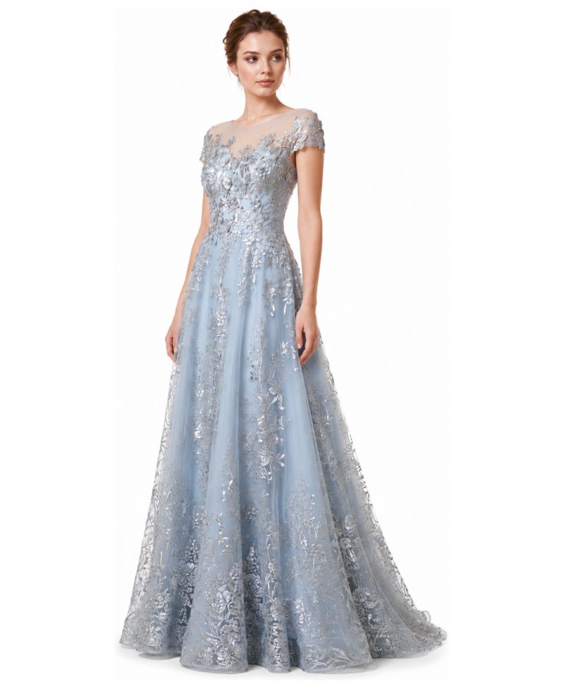 Women's Beautiful Lace Applique A-Line Ball Gown