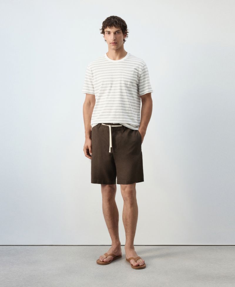 Men's Cotton-Linen Blend Mid-Rise Bermuda 8.54" Inseam Shorts