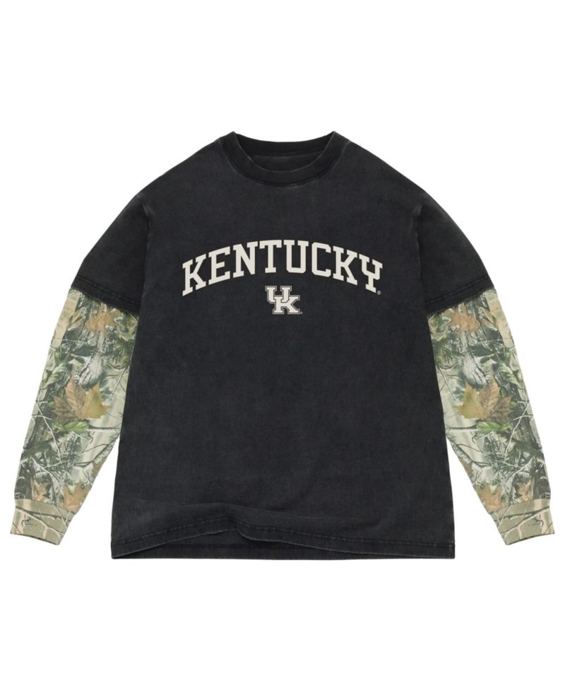 Men's Black/Camo Kentucky Wildcats Back Bay Twofer Heavyweight Long Sleeve T-Shirt
