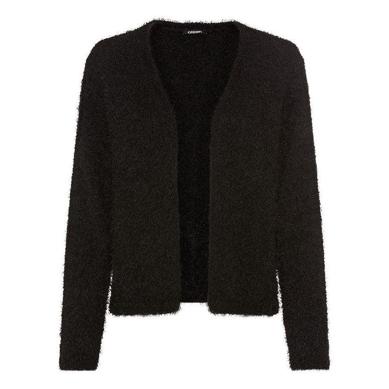 Women's Cropped Feather Yarn Cardigan