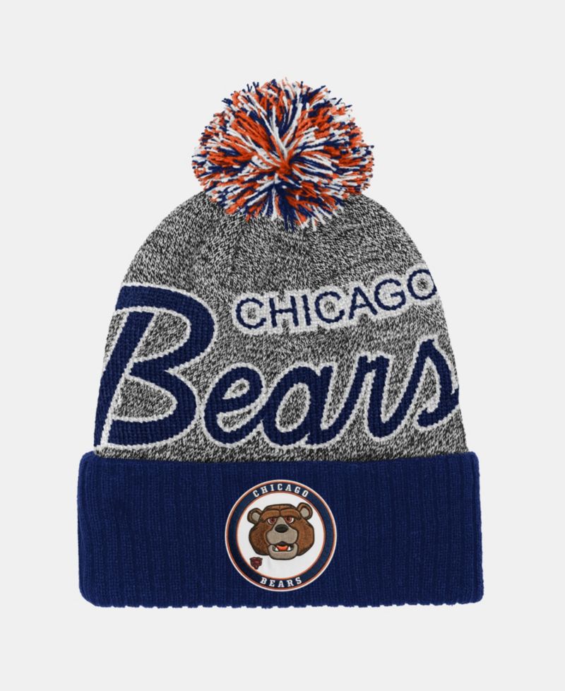 Big Boys and Girls Navy Chicago Bears Cuffed Knit Hat with Puff