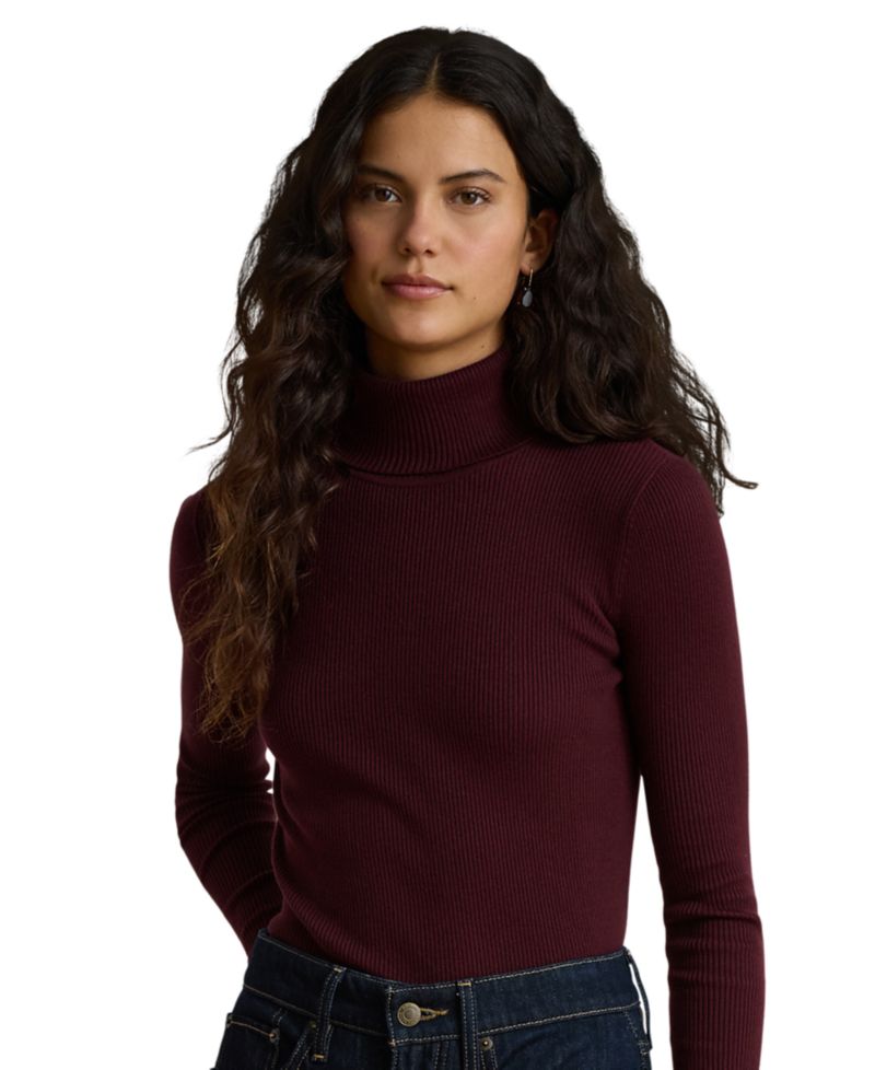 Petite Ribbed Slim-Fit Cotton-Blend Turtleneck Sweater