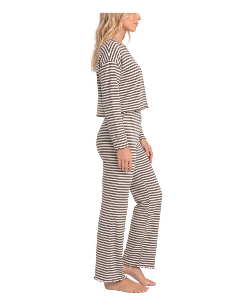 Women's WonderLuxe Striped Long-Sleeve Top and Wide-Leg Pants Pajama Set
