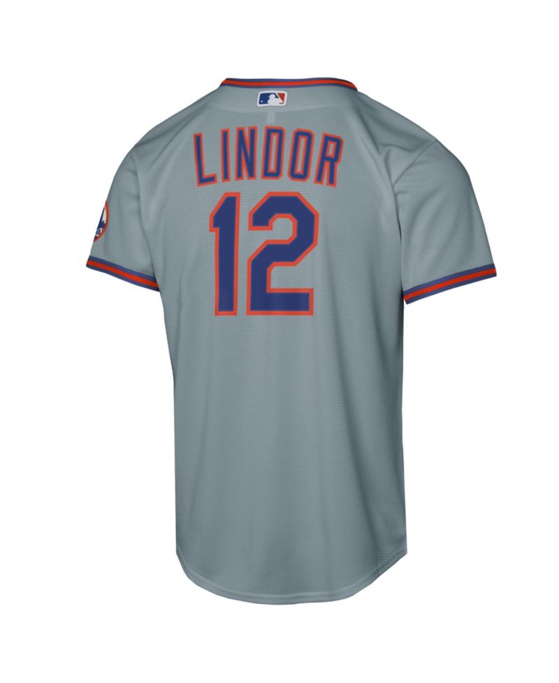 Big Boys and Girls Francisco Lindor Gray New York Mets Road Stadium Player Jersey
