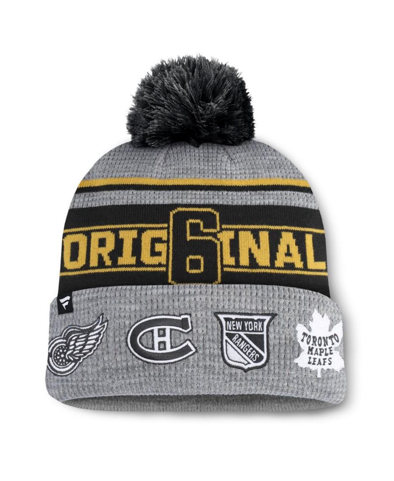 Men's Gray/Black Original 6 Lumberjack Cuffed Knit Hat with Pom