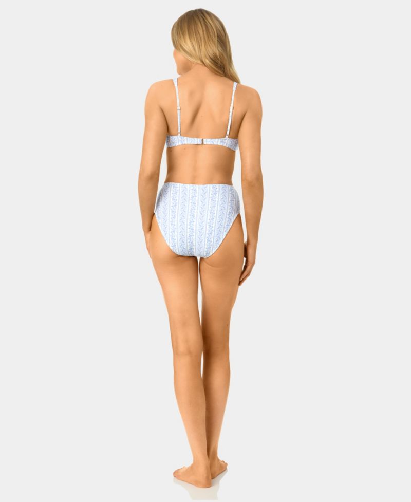 Women's Toile Stripe Knot Front Swim Bikini Top