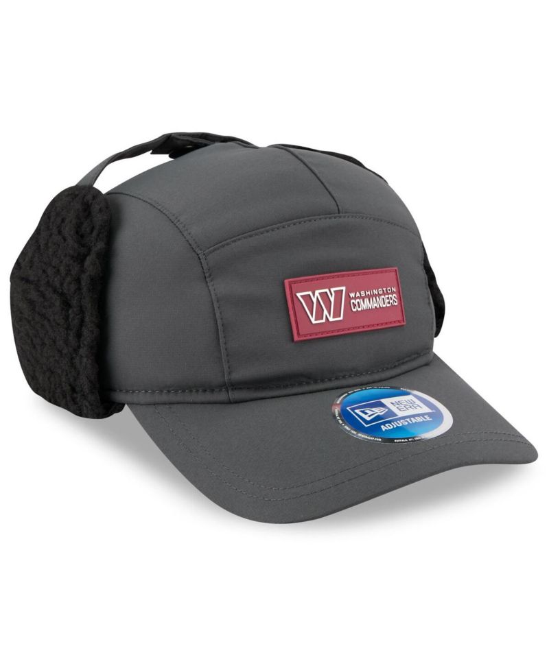 Men's Charcoal Washington Commanders 2025 Sideline Cold Weather Runner Dog Ear Adjustable Hat