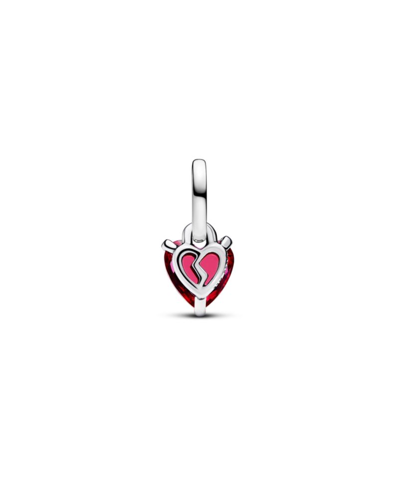 Broken Heart Red Crystal Dangle Charms