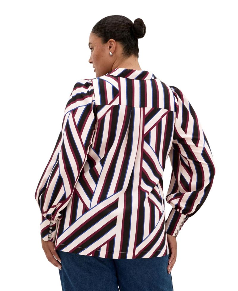 Plus Size Haylee Timeless Stripe Lightweight Button-Down Shirt