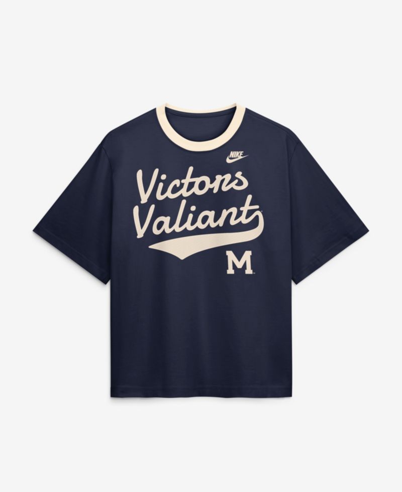 Women's Navy Michigan Wolverines Legacy Fight Song Boxy T-Shirt