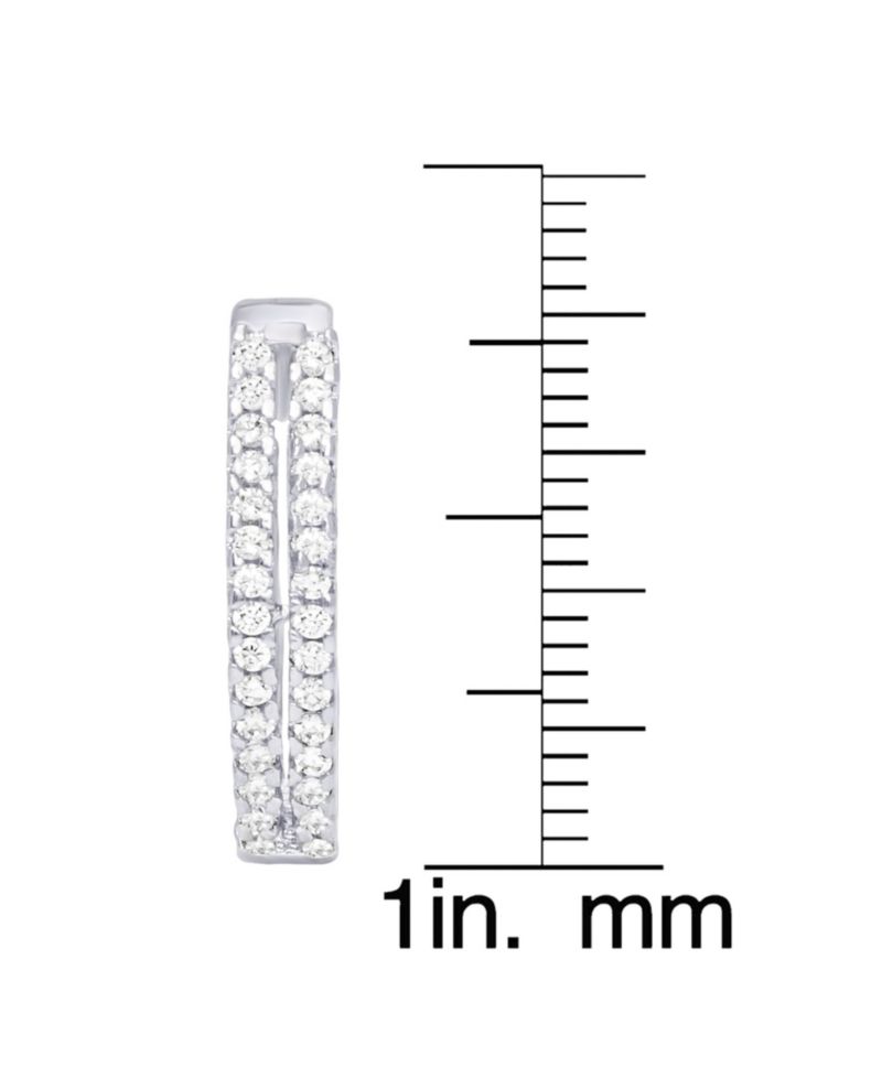 Cubic Zirconia 2-Row Hoop Earrings