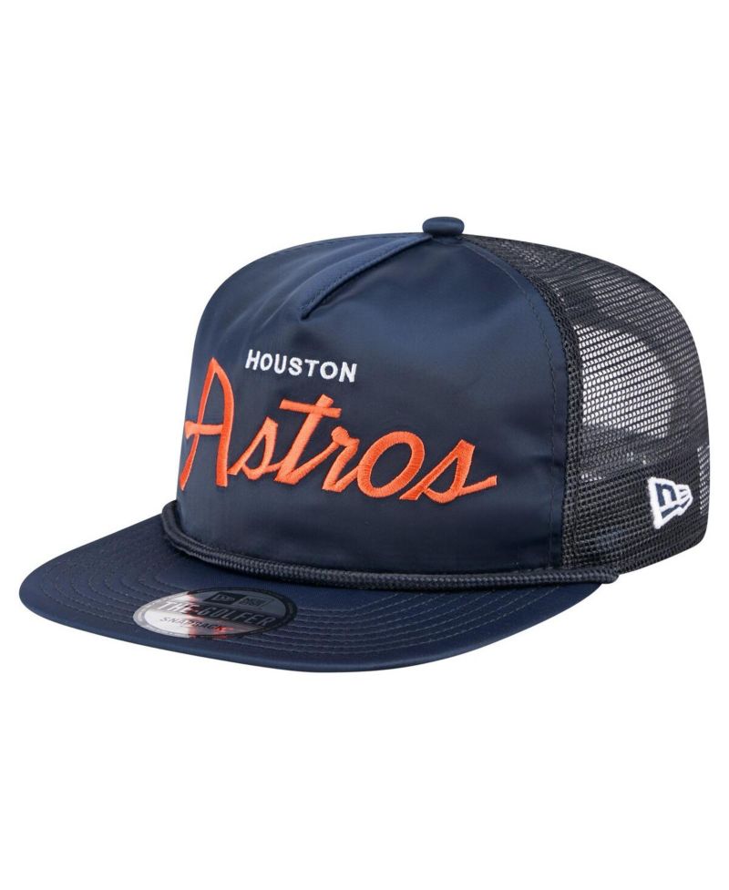 Men's Navy Houston Astros Retro Satin Script Golfer Adjustable Hat