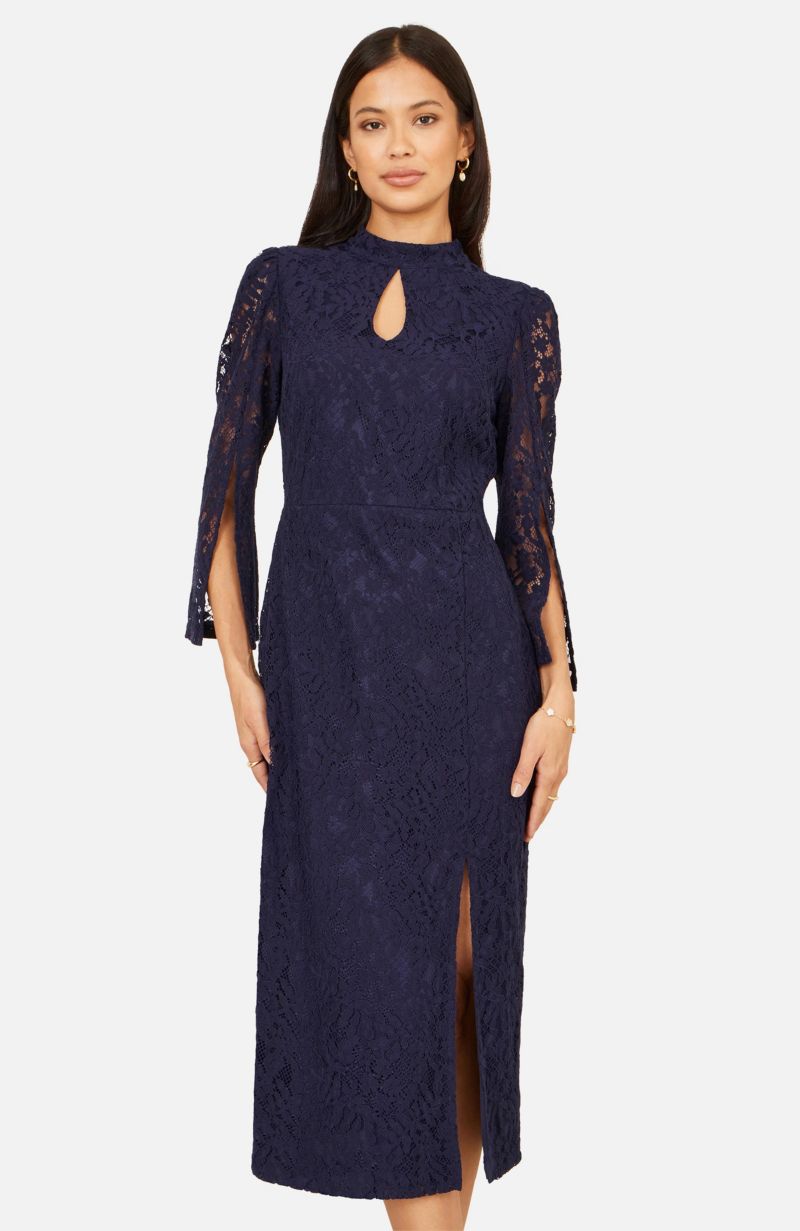 Women's Lace Fitted Midi Dress