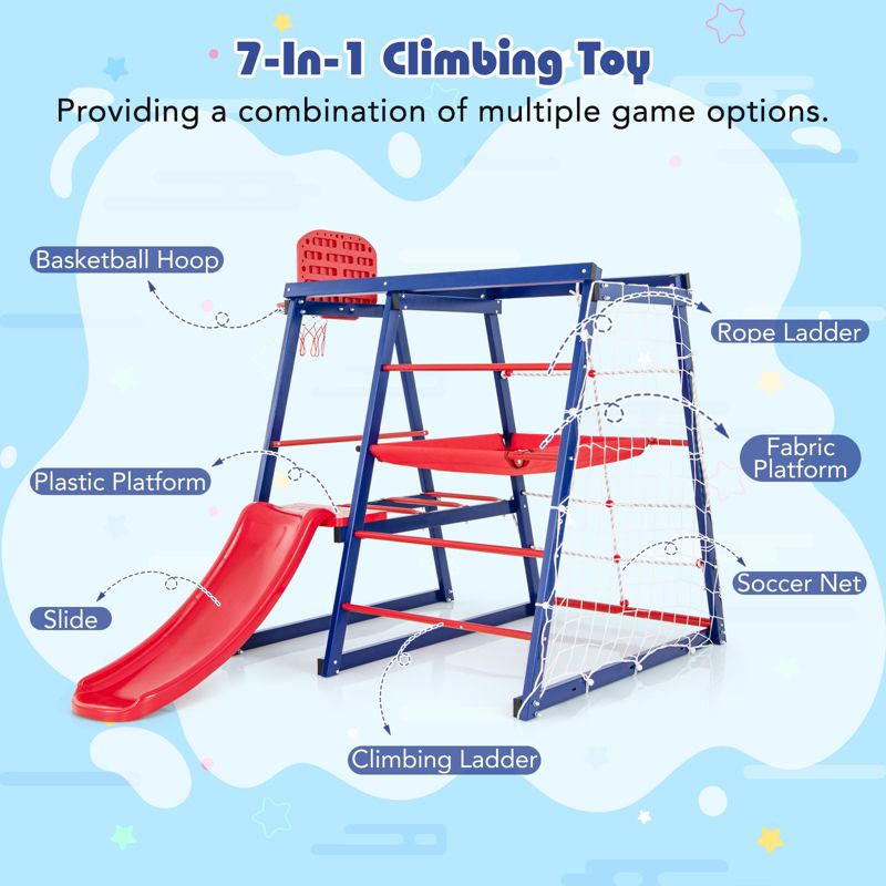 Ages 3+ 7-in-1 Metal Climbing Playset