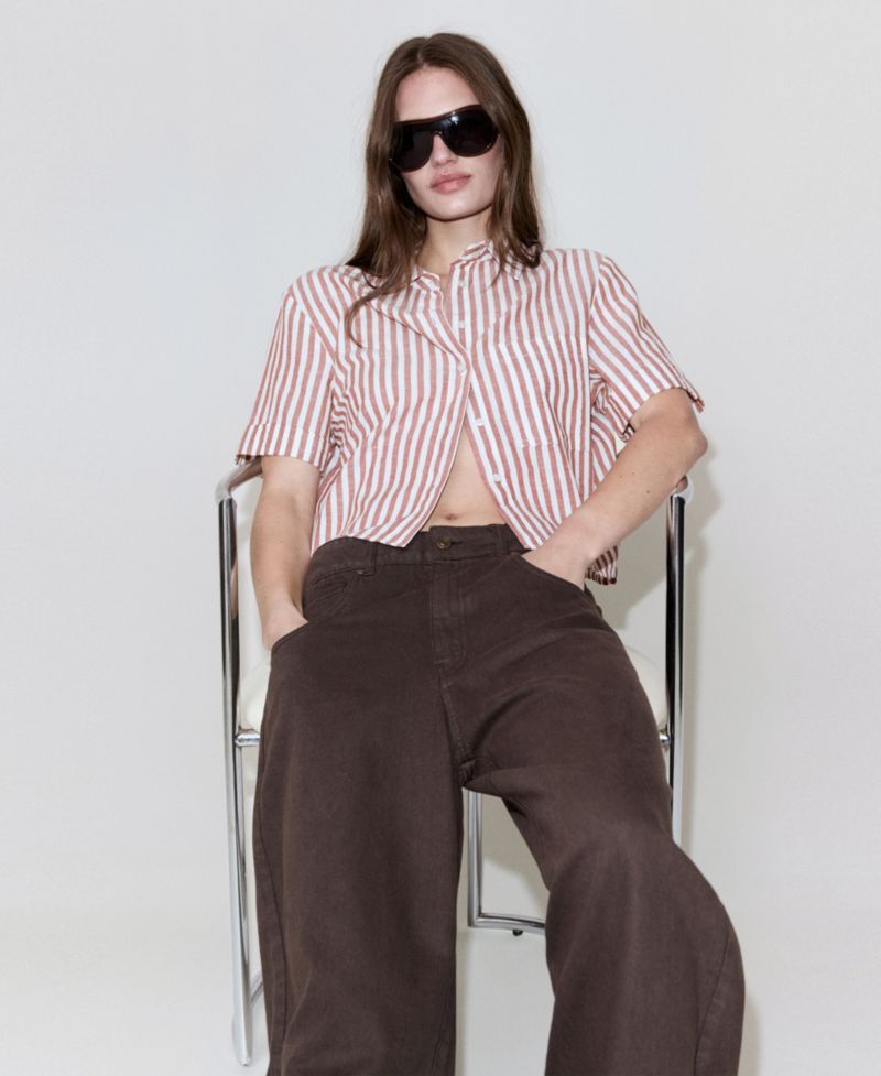 Women's Striped Cotton Linen Shirt