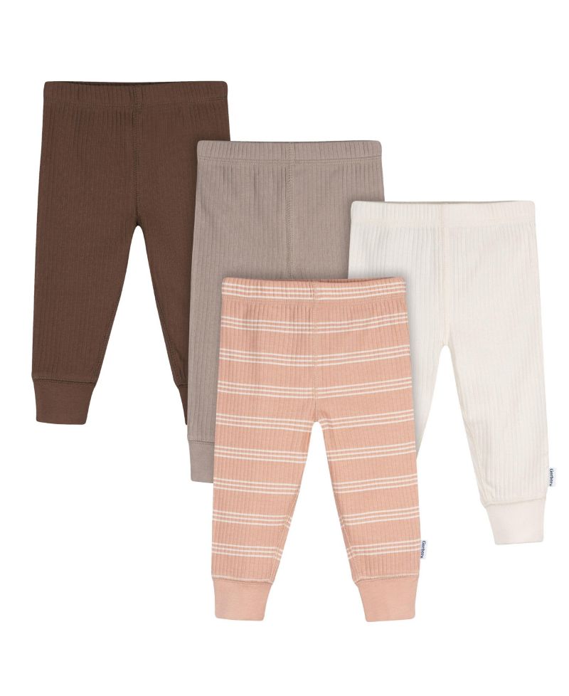 Baby Girls 0M - 24M Vanilla Active Pants, 4-Pack