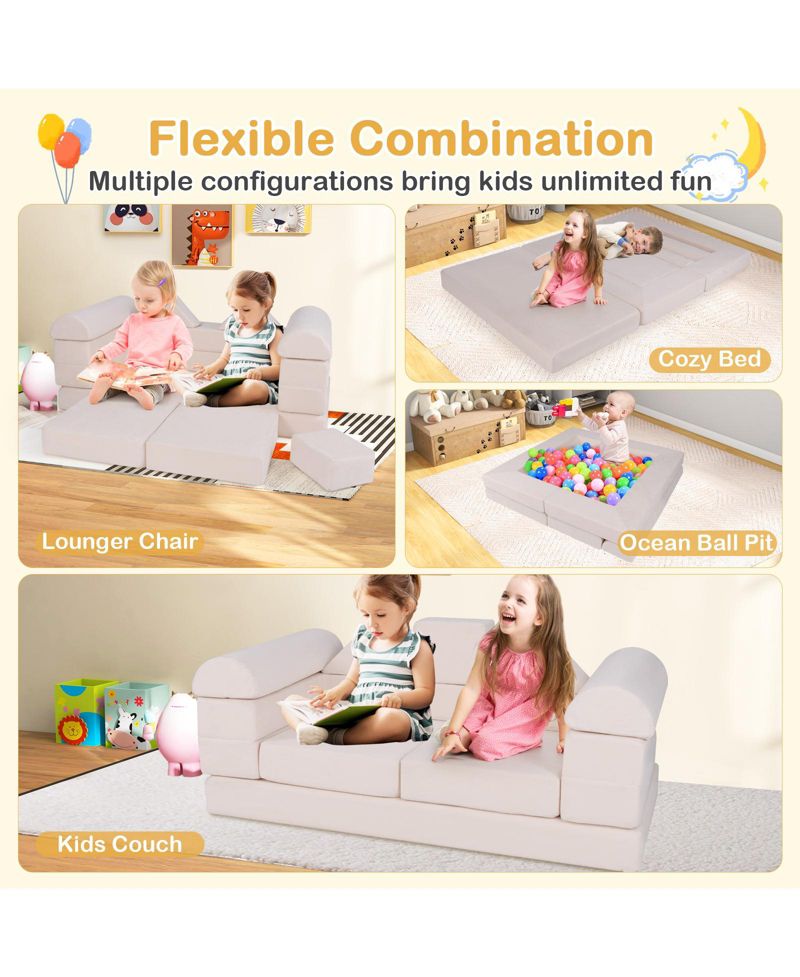 9-Piece Foam Climb and Crawl Playset with Soft Suede Cover for Toddlers