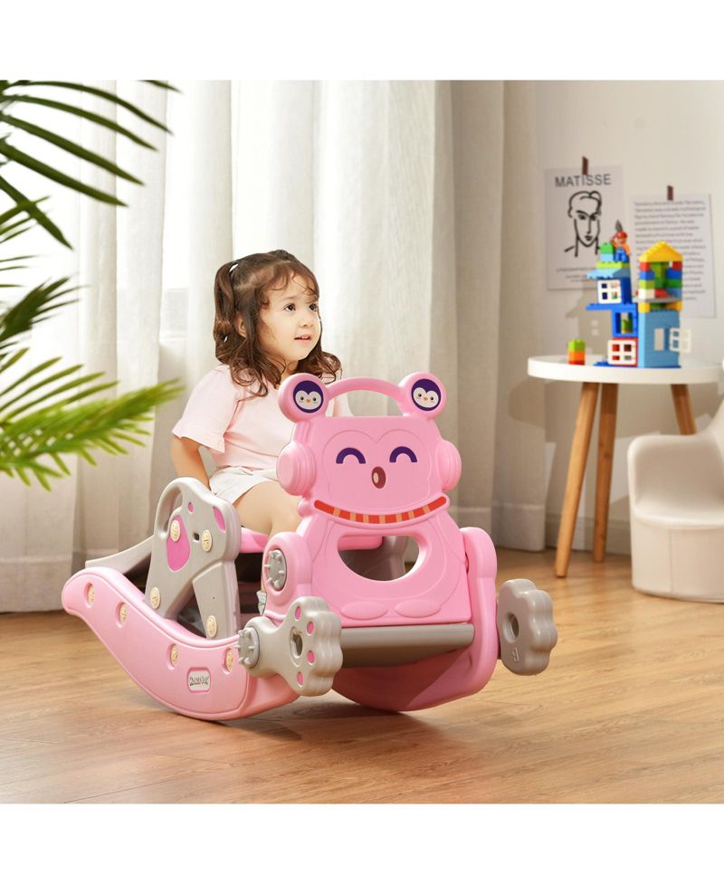 Toddler 4-in-1 Play Set with Rocking Horse, Slide and Activity Features for Kids