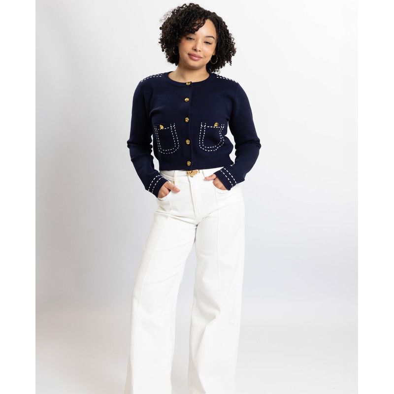 Women's Jessica Cropped Fitted Button-Front Cardigan